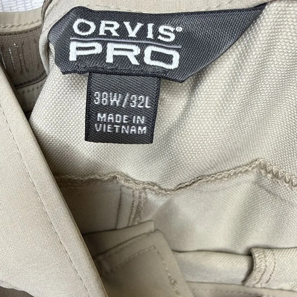 Orvis PRO LT Hunting Pants Mens 38x32 Tan Brown Nylon Lightweight Field Trousers